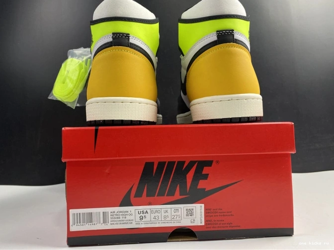 Rep Onekick 1 OG 'VOLT RETRO JORDAN HIGH GOLD' 555088-118 AIR 0720